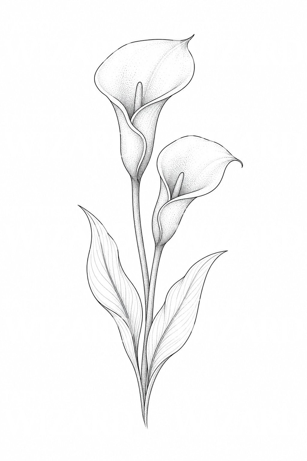 Fine Line Calla Lily Tattoo Design