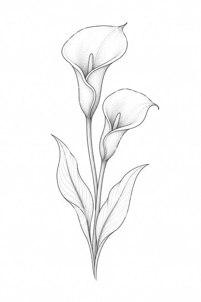 Fine Line Calla Lily Tattoo Design