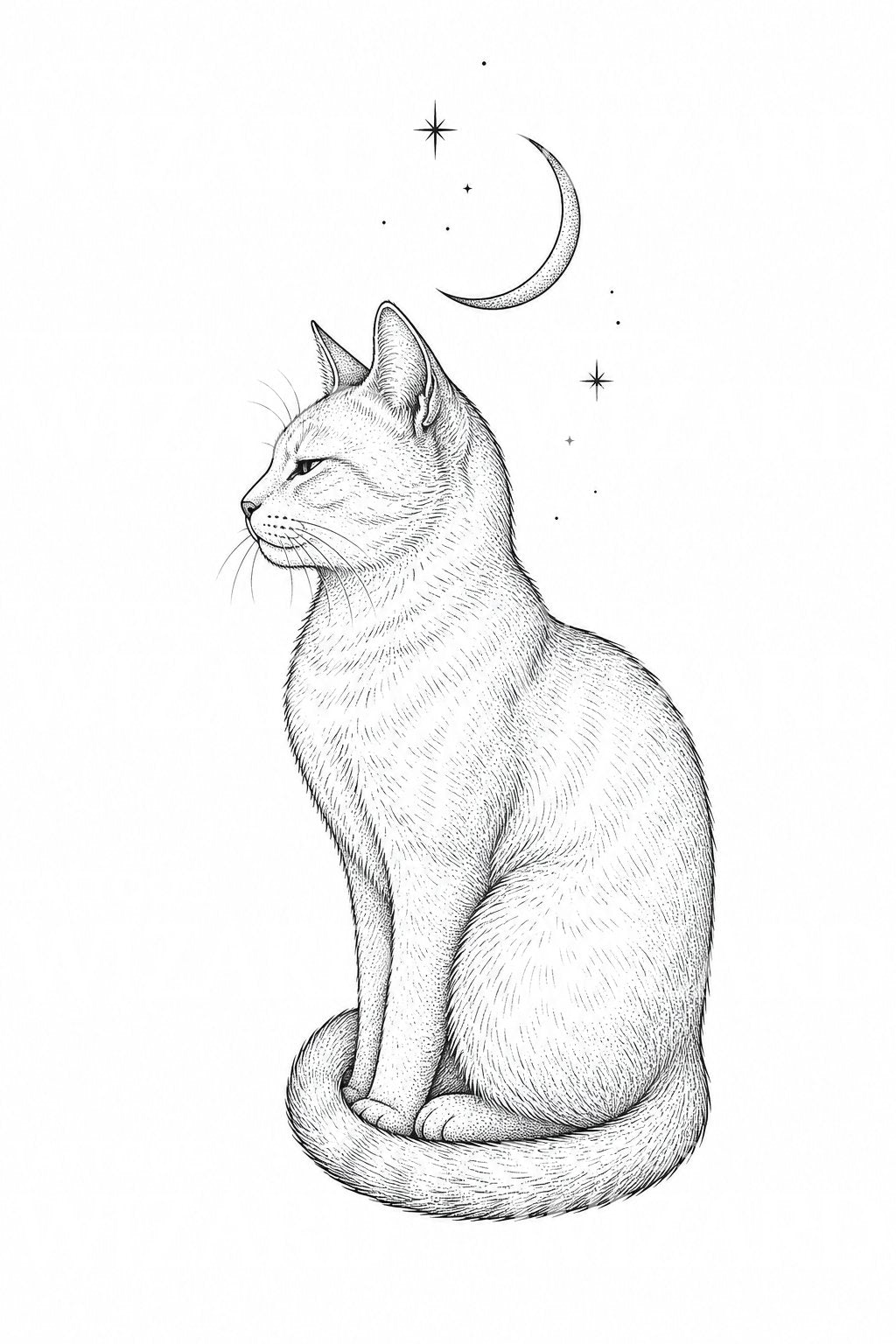 Tattoo-design med fineline kat