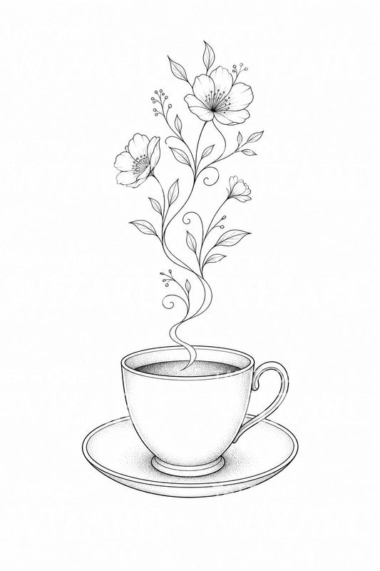 Idea de tatuaje fine line de taza de café