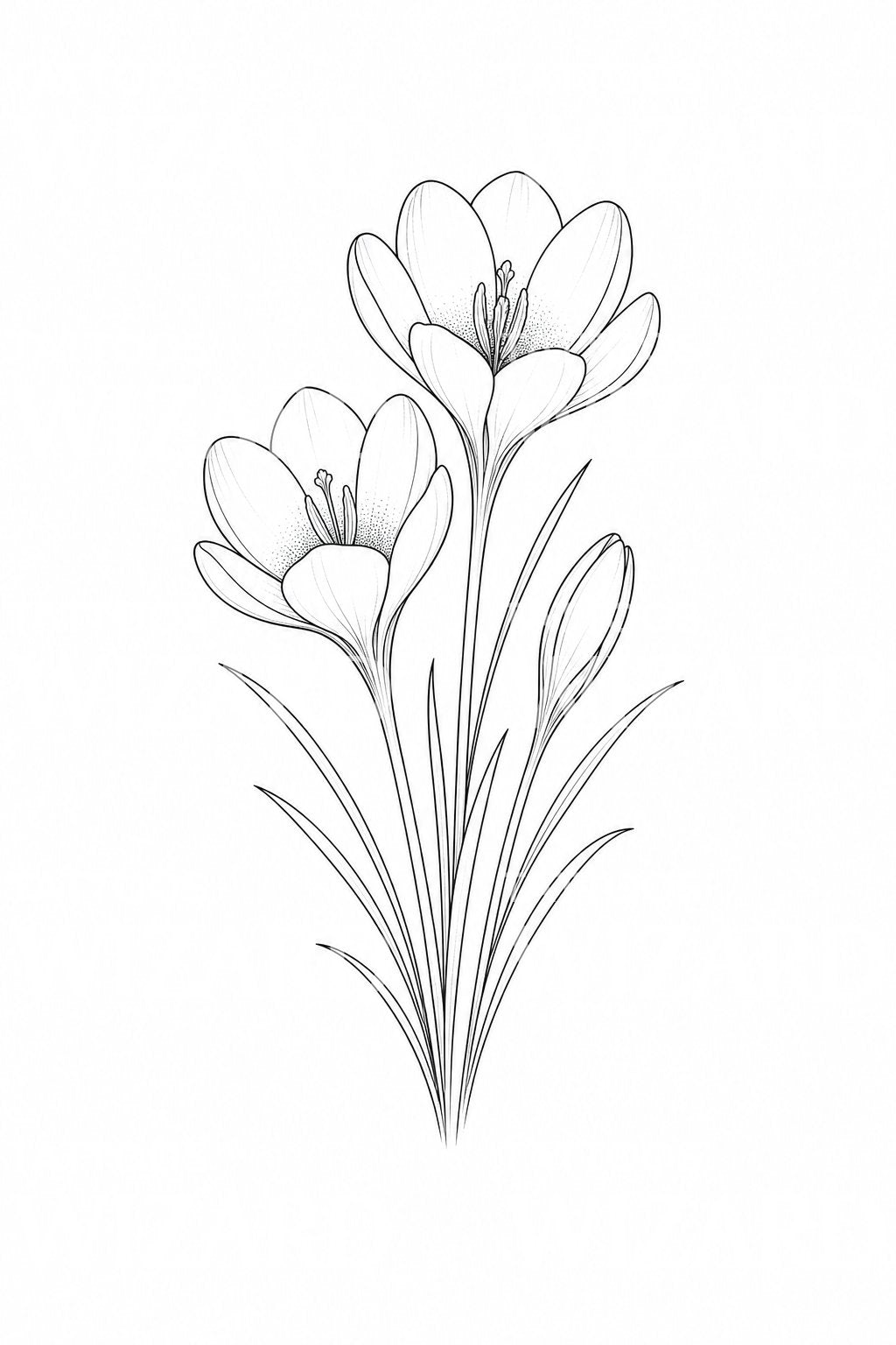 Fine Line Crocus Tattoo Design