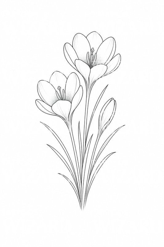 Fineline krokus tatoveringsdesign