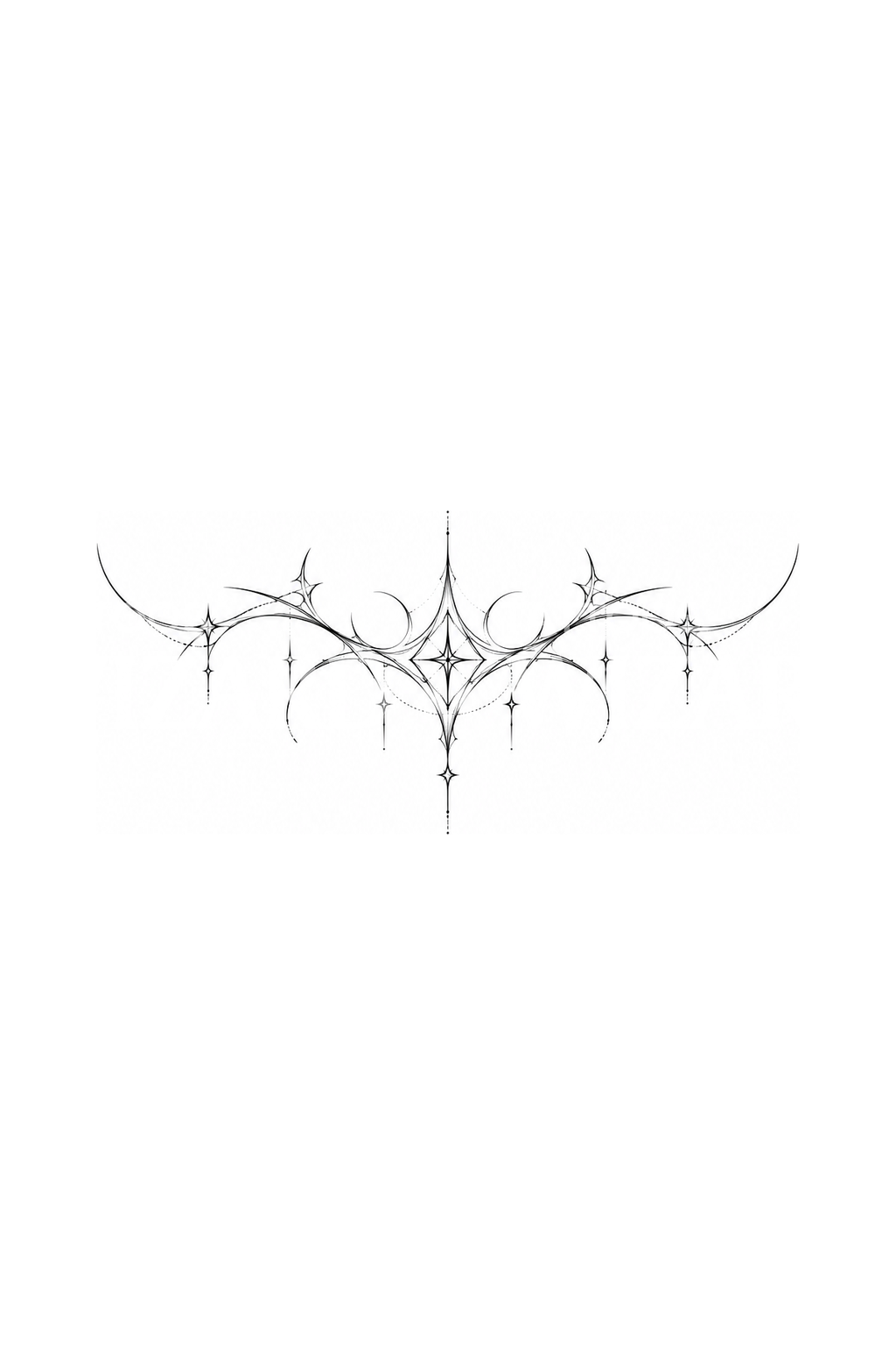 Fine Line Cybersigilism Lower Back Tattoo Idea