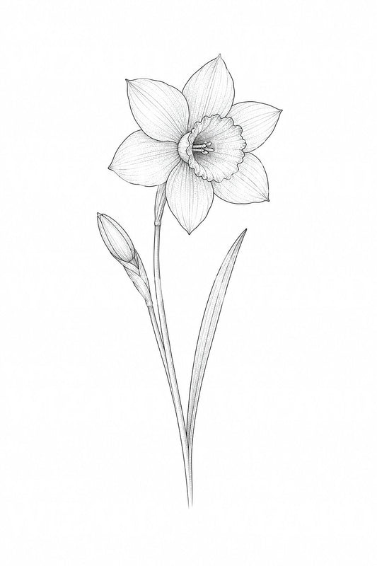 Fine Line Daffodil Tattoo Design