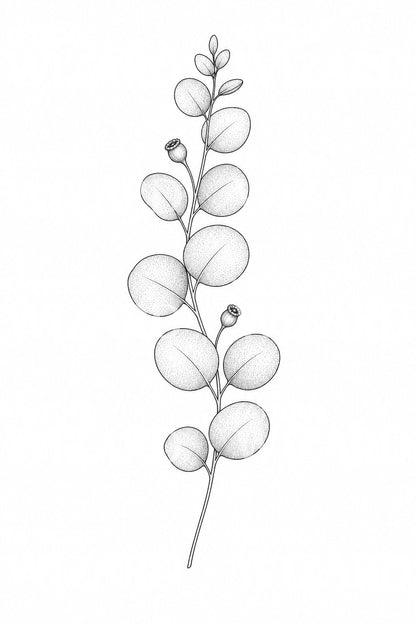 Fine Line Eucalyptus Tattoo Design