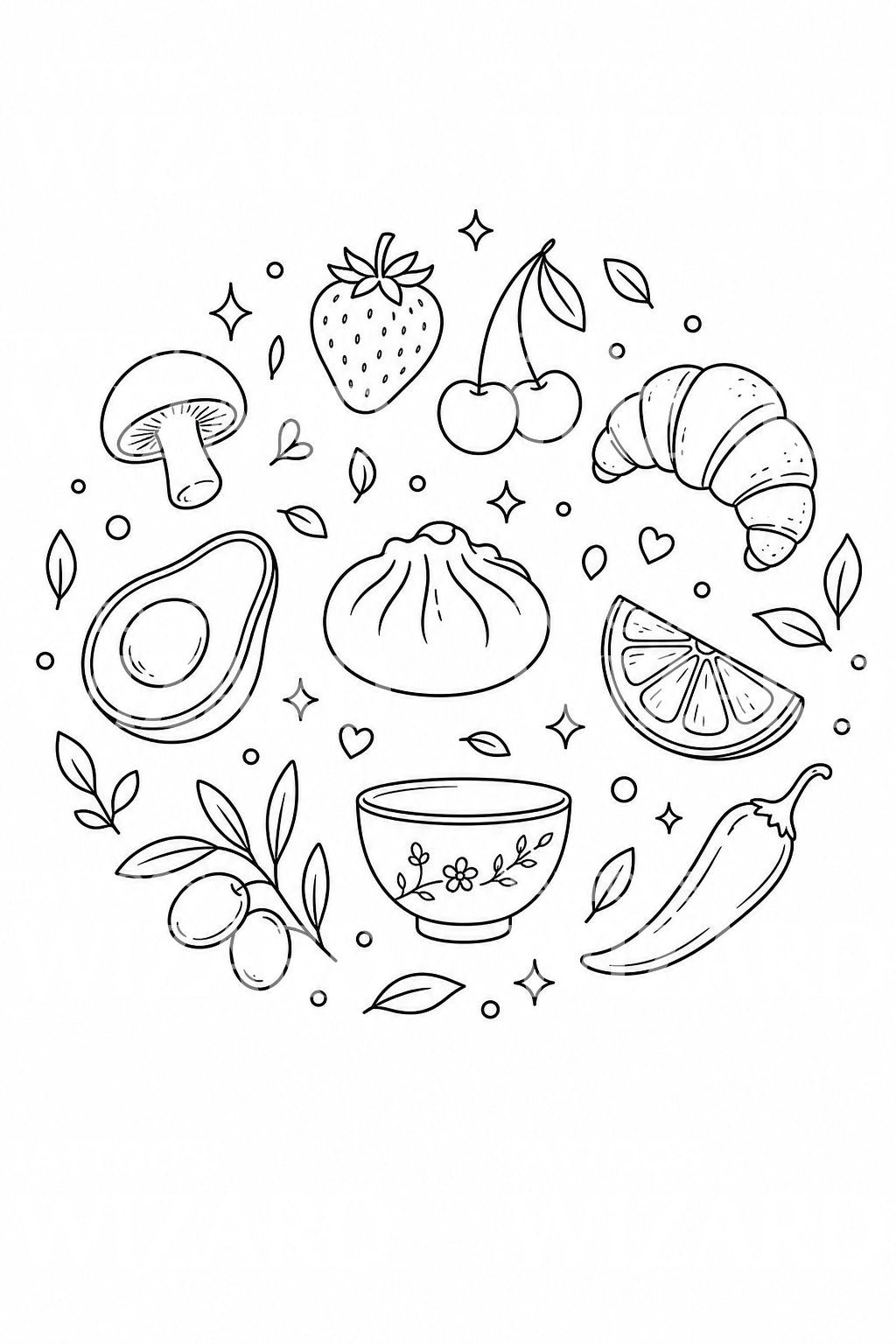 Fine Line Food Icons Tattoo Idea