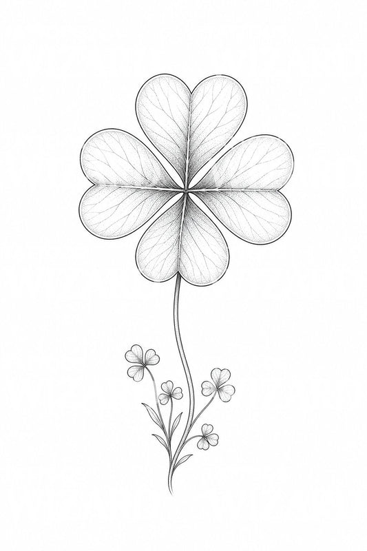 Fine line tattoo idee met klavertjevier