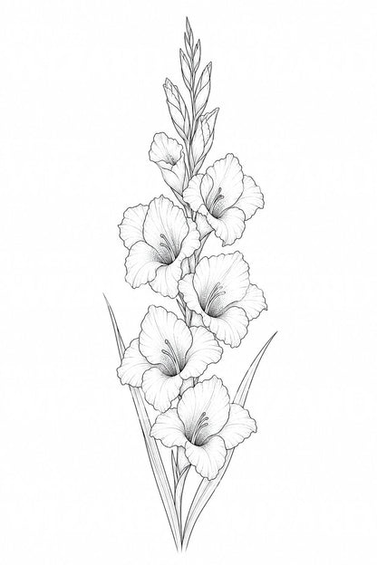 Fine Line Gladiolus Tattoo Design