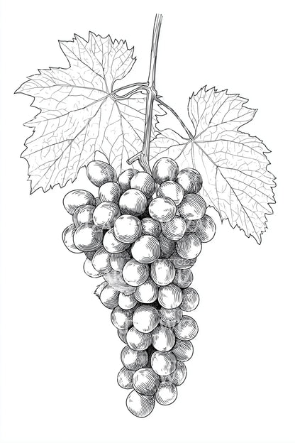 Fine Line Grapes Tattoo Design