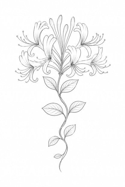 Fine Line Honeysuckle Tattoo Idea