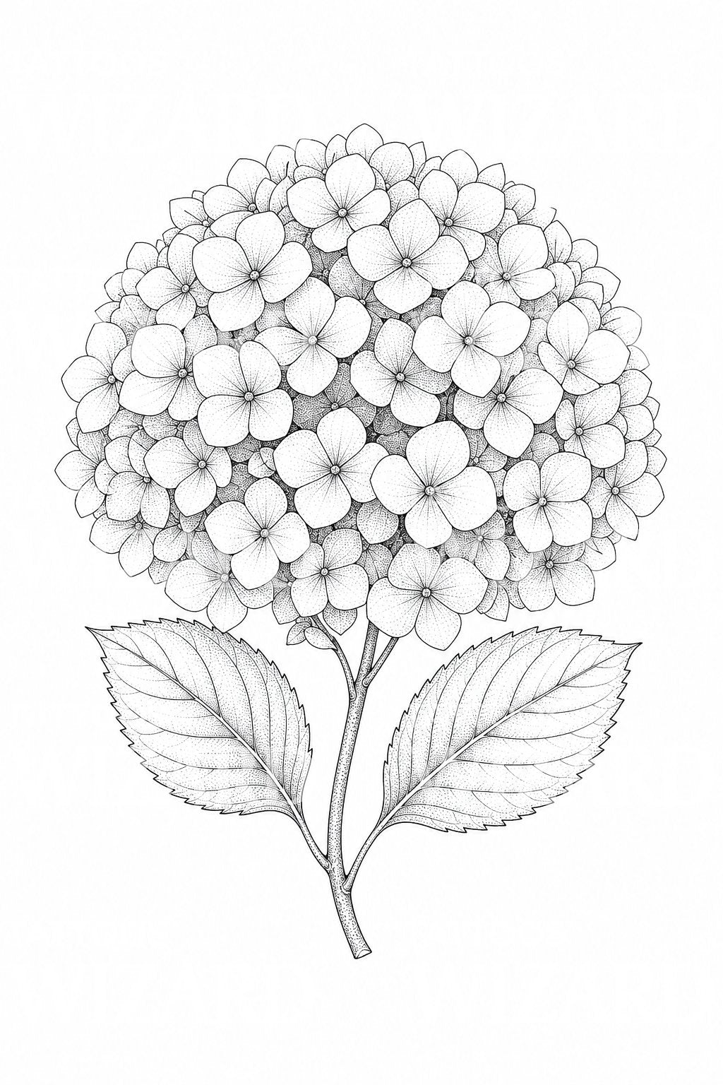 Fine Line Hydrangea Tattoo Design