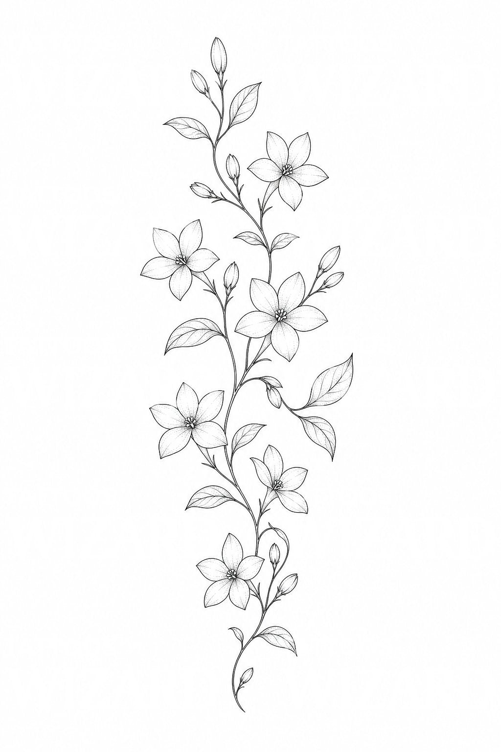 Fine Line Jasmine Vine Tattoo Idea