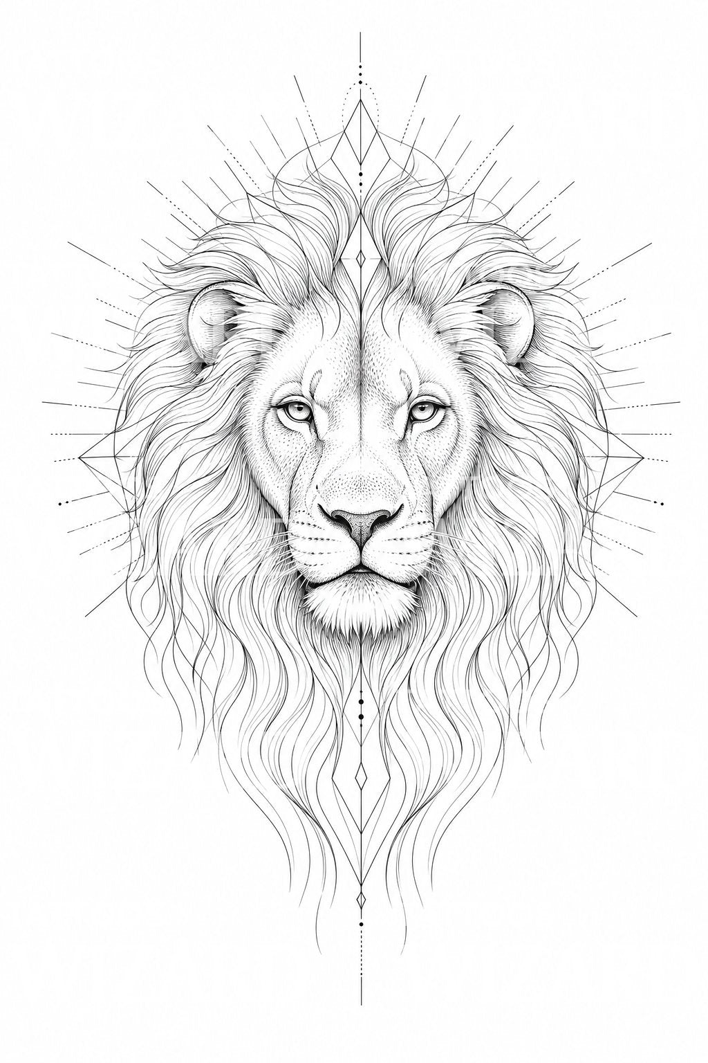Design tetování lva v jemné lince