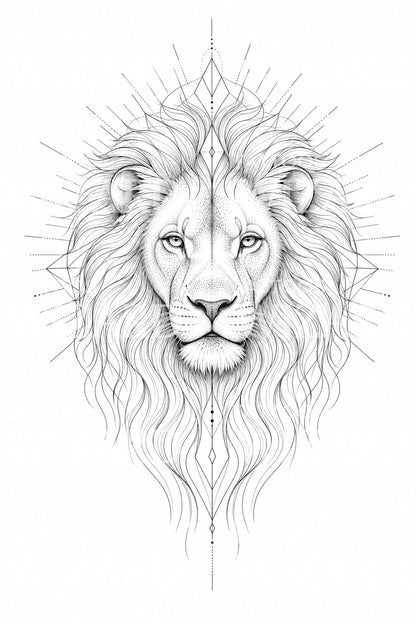 Design tetování lva v jemné lince
