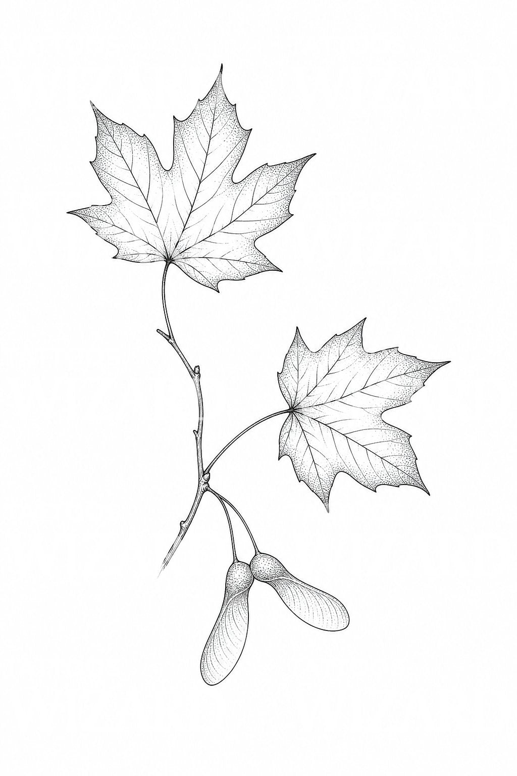 Fine Line Maple Leaf Tattoo Design