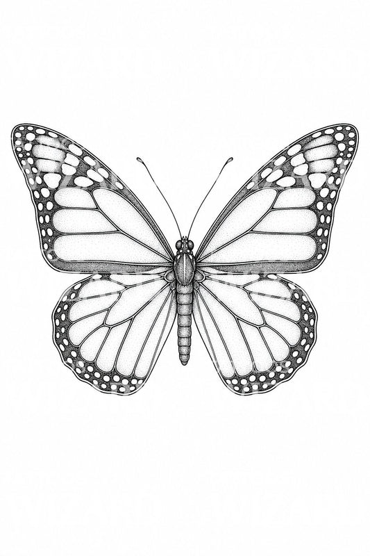 Idea de tatuaje de mariposa monarca en línea fina