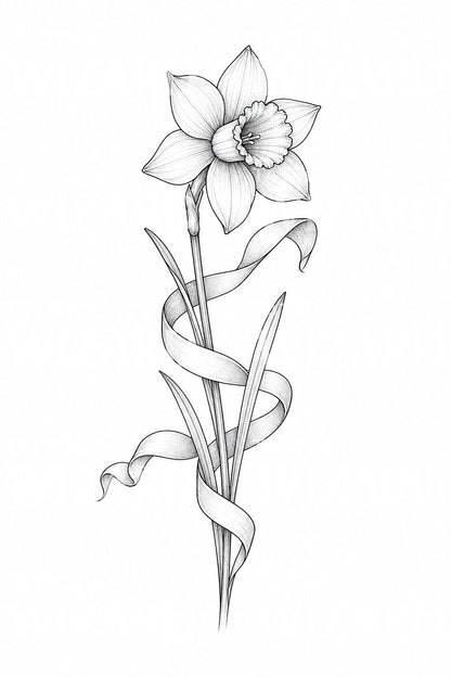 Fine Line Narcissus Flower Tattoo Idea