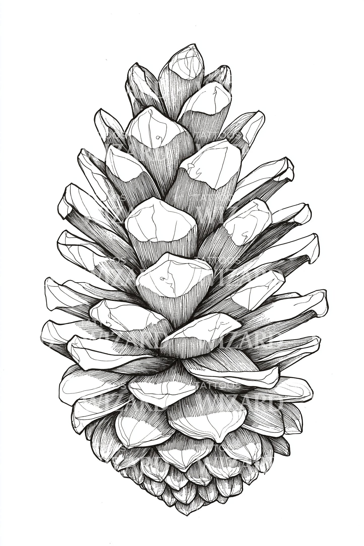 Fine Line Pinecone Tattoo Idea