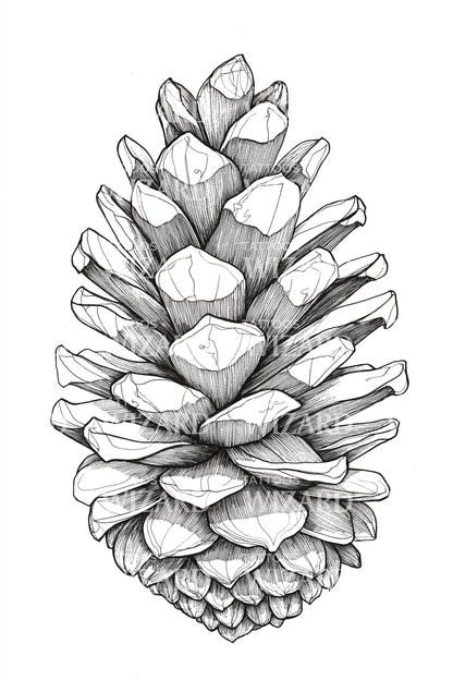 Fine Line Pinecone Tattoo Idea