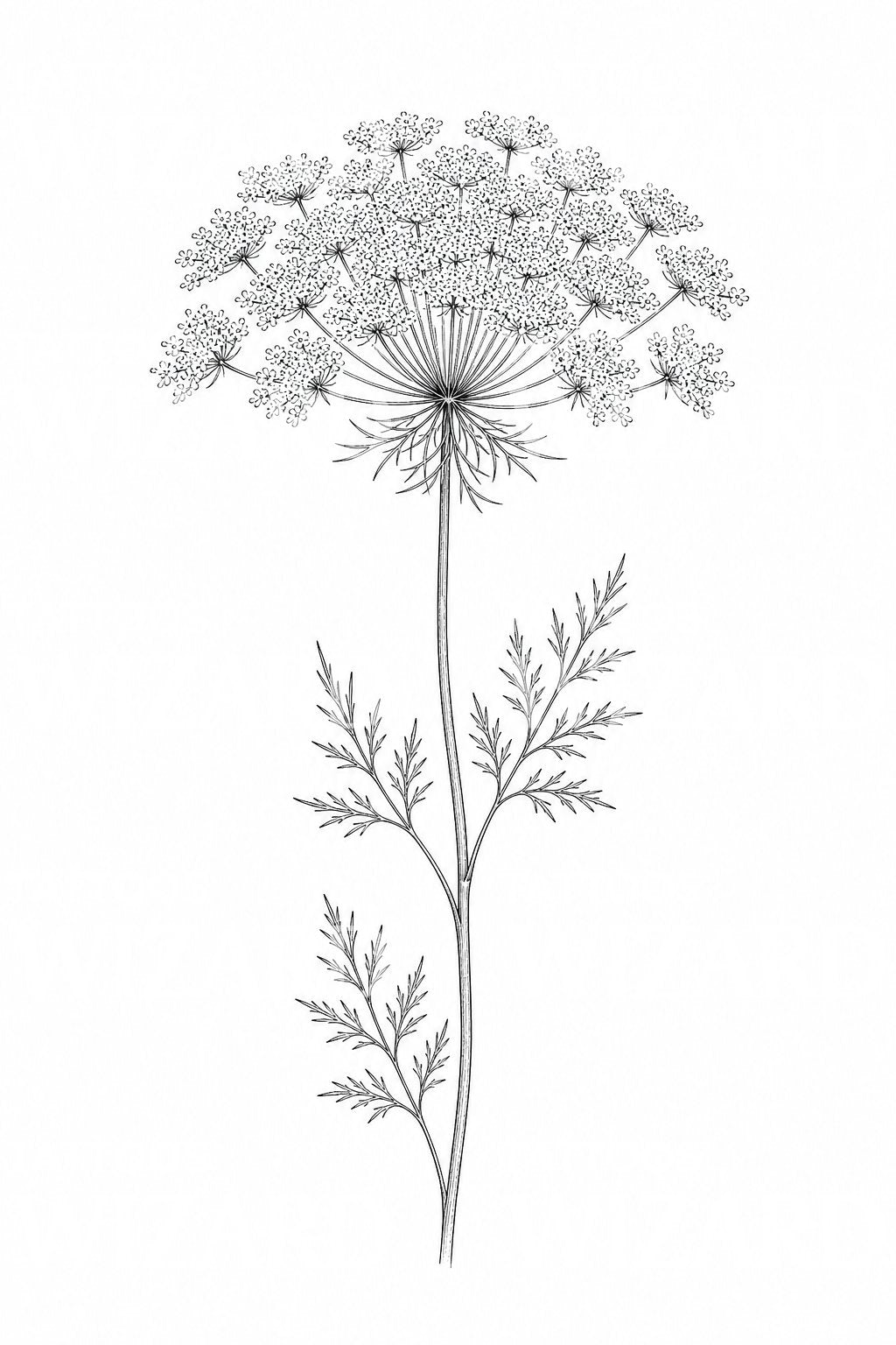Fine Line Queen Annes Lace Tattoo Design