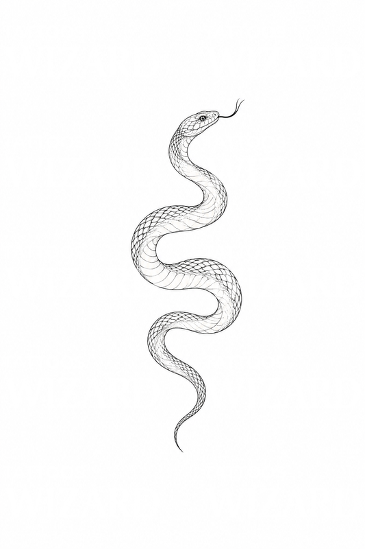 Fine-line tattoo-idee van een slang in S-vorm