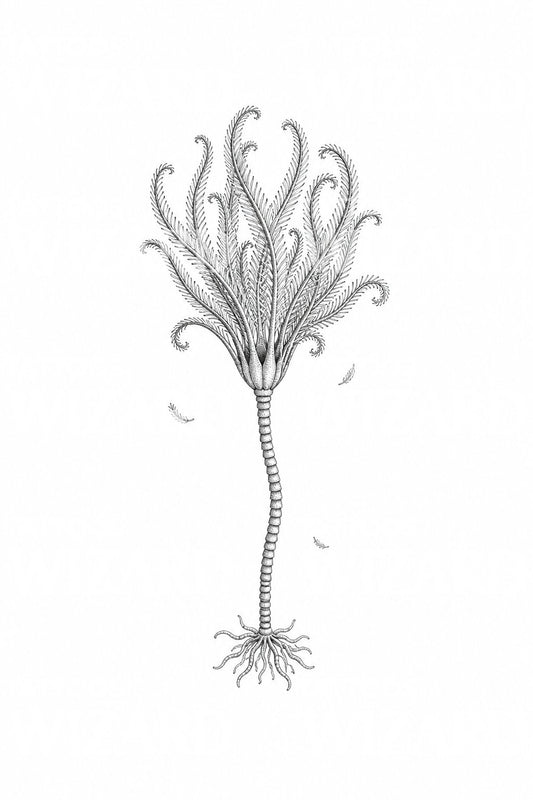 Ilustración de tatuaje de lirio de mar en línea fina