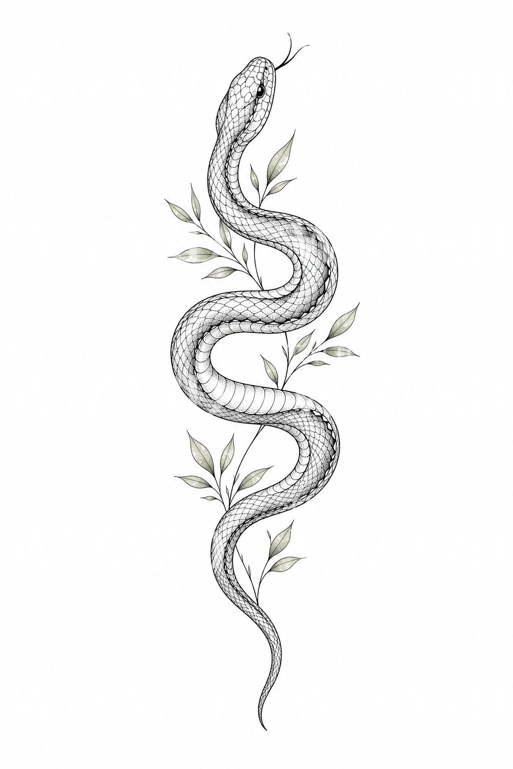 Fine Line Snake Tattoo Illustration