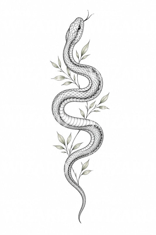 Fine Line Snake Tattoo Illustration