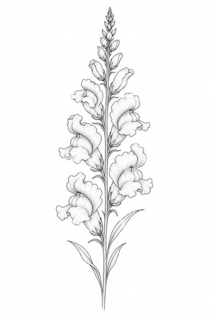 Fine Line Snapdragon Tattoo Design