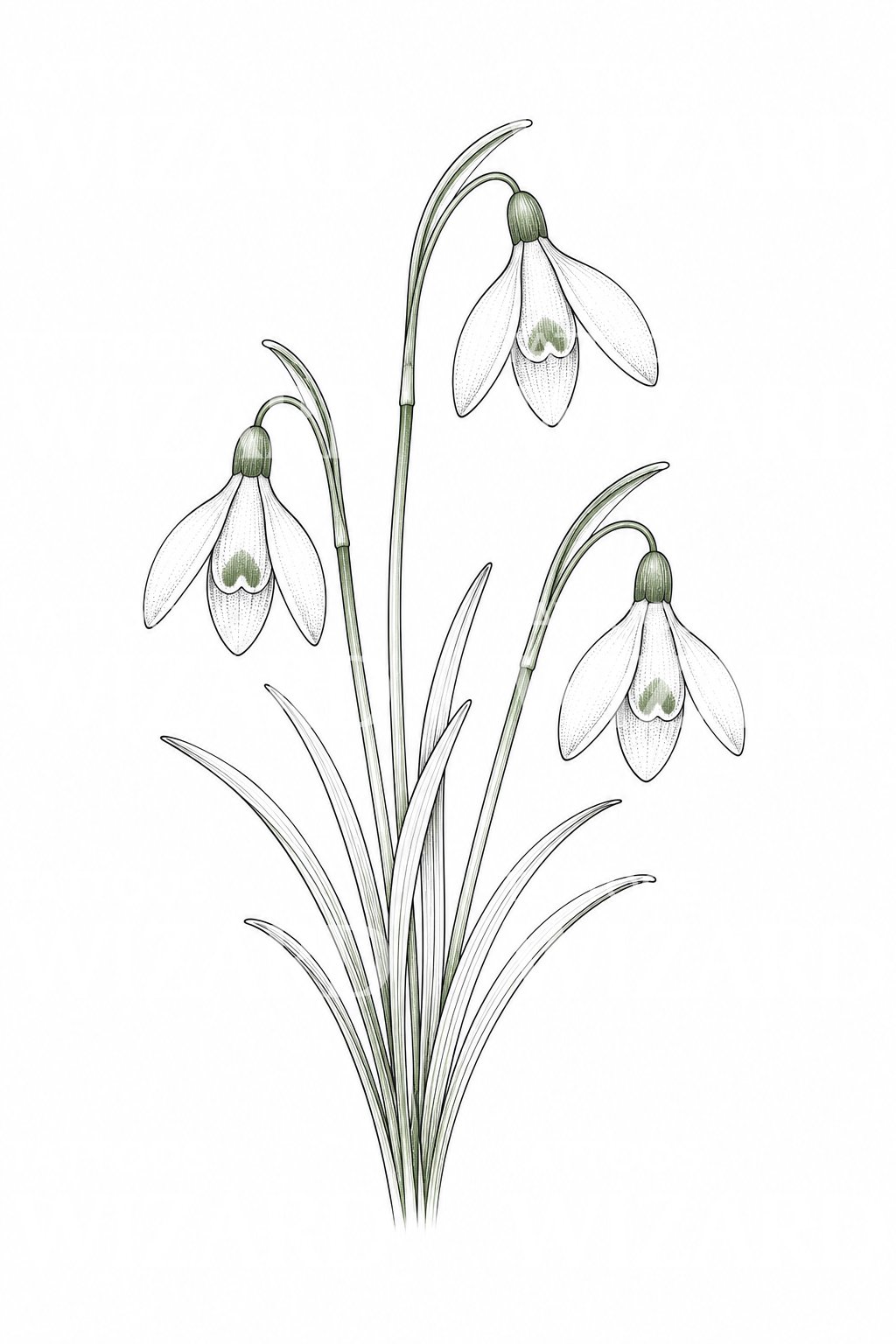 Feinlinie Schneeglöckchen Tattoo-Design