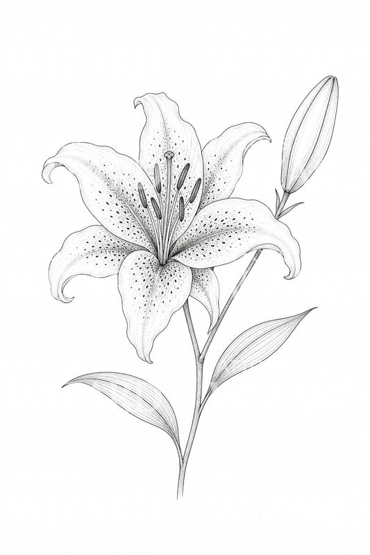 Idea de tatuaje de línea fina con lirio Stargazer