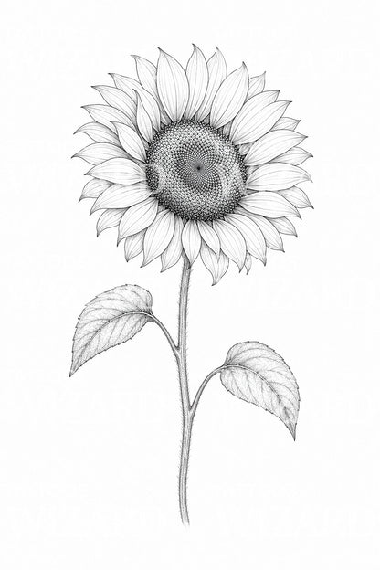 Fine Line Sonnenblumen Tattoo Design
