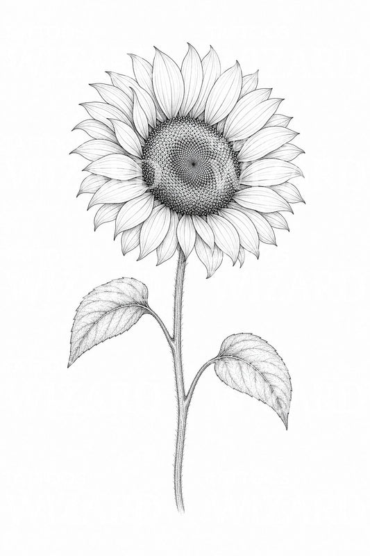 Fine Line Sonnenblumen Tattoo Design