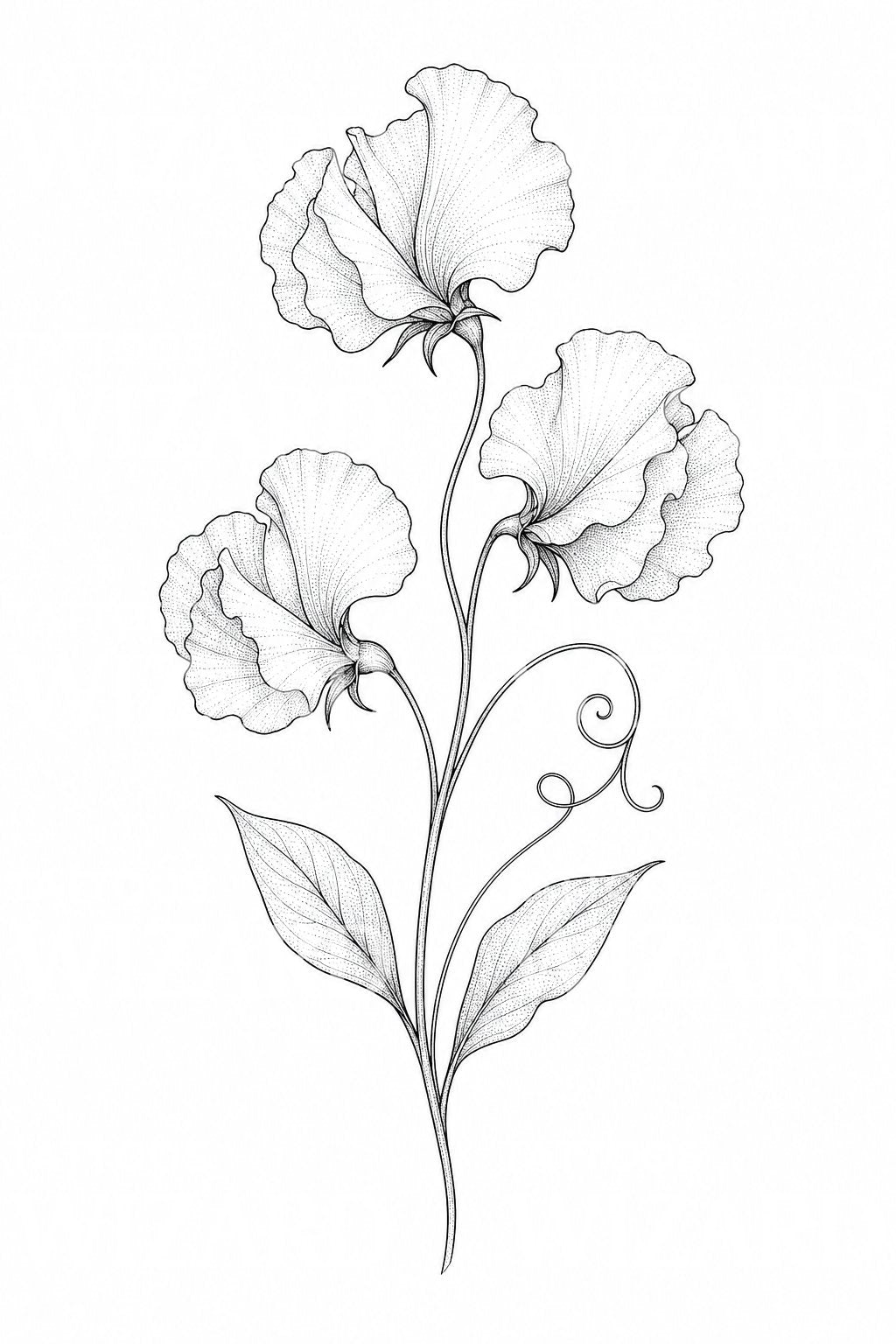 Fine Line Sweet Pea Tattoo Idea