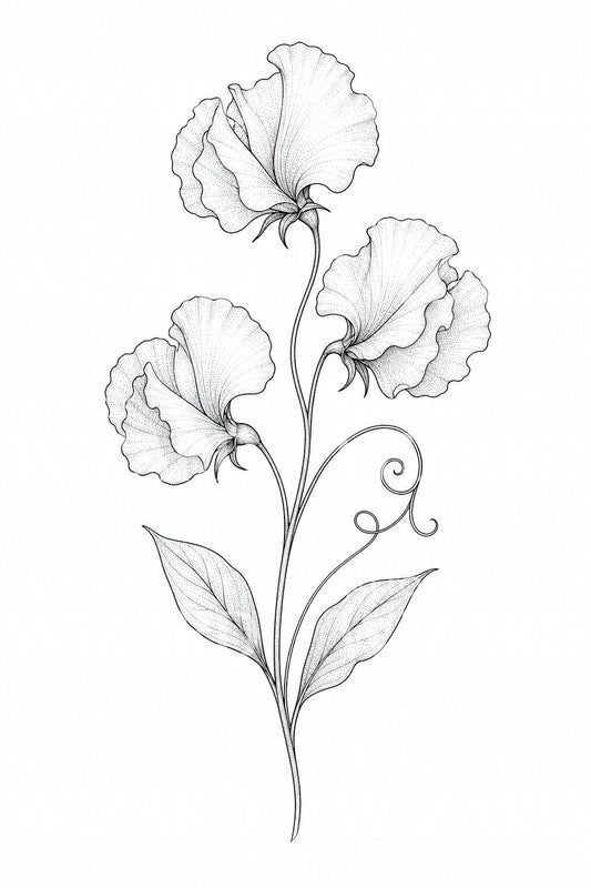 Fineline tatoveringsidé med lathyrus