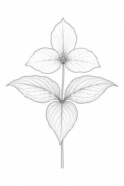 Fine Line Trillium Tattoo Design