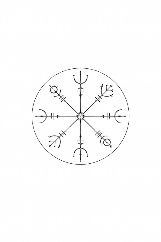 细线维京指南针 Vegvisir 纹身灵感