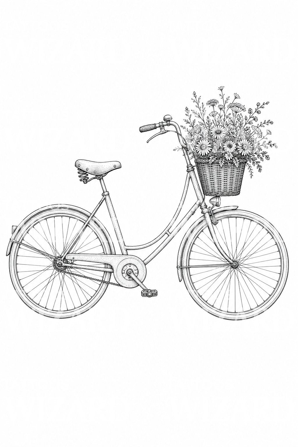 Fine Line Vintage Bicycle Tattoo Design