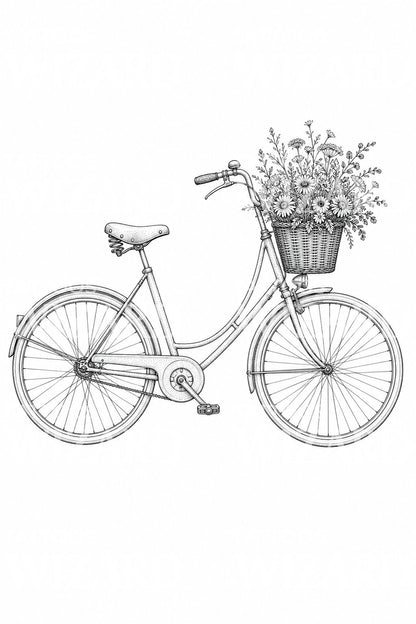 Fine Line Vintage Bicycle Tattoo Design