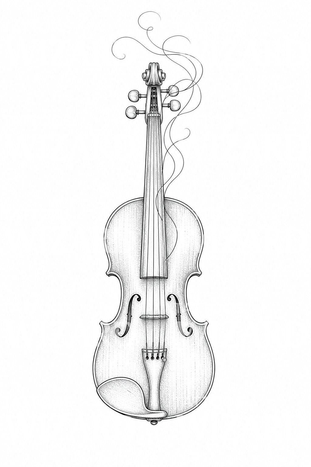 Fine-Line Violin Tattoo Illustration