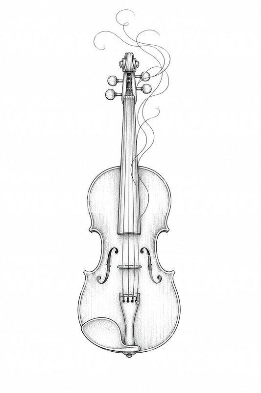 Fine-Line Violin Tattoo Illustration