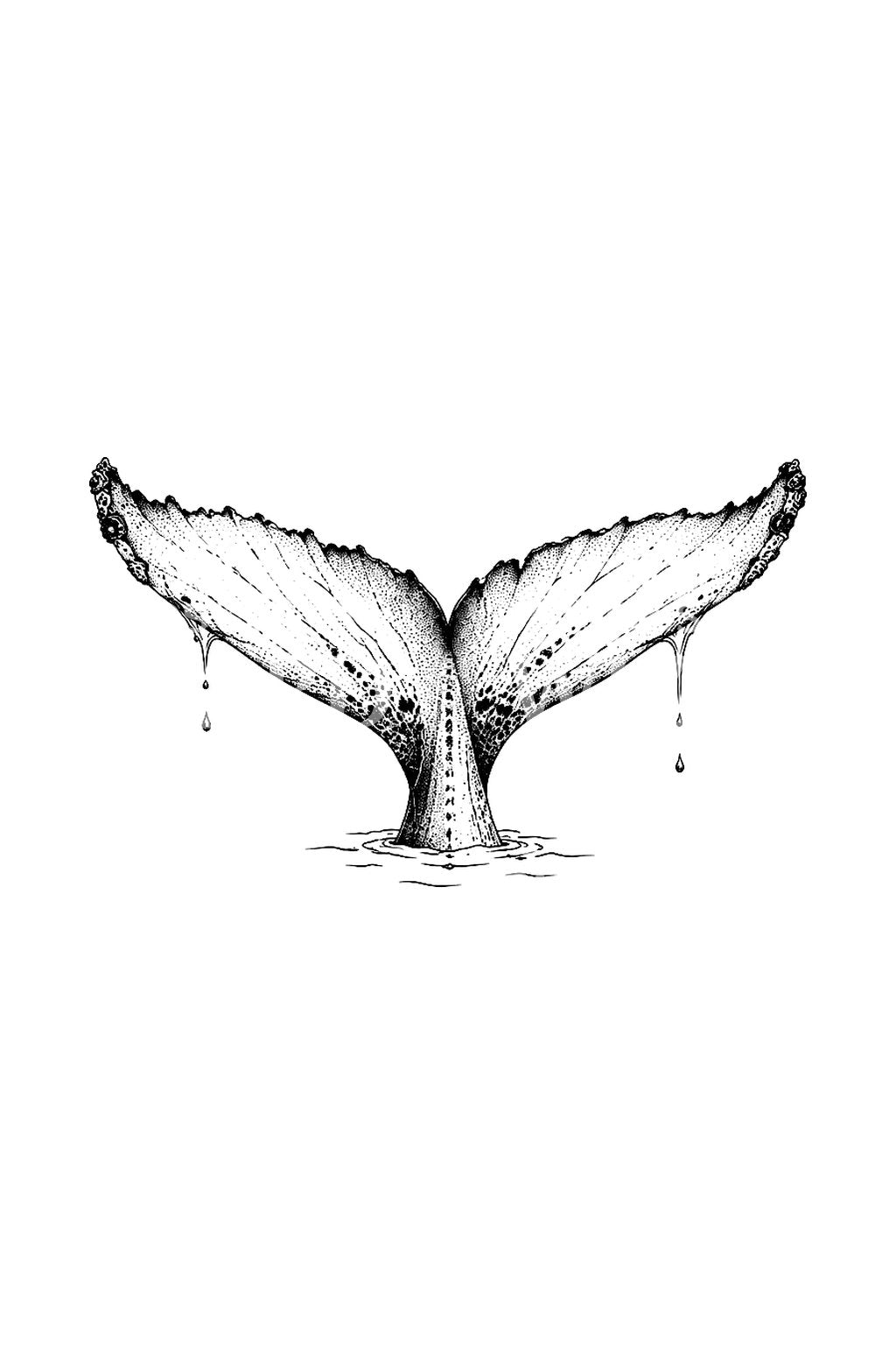 Fine Line Whale Fluke Tattoo Idea