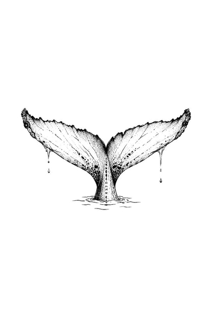 Fine Line Whale Fluke Tattoo Idea