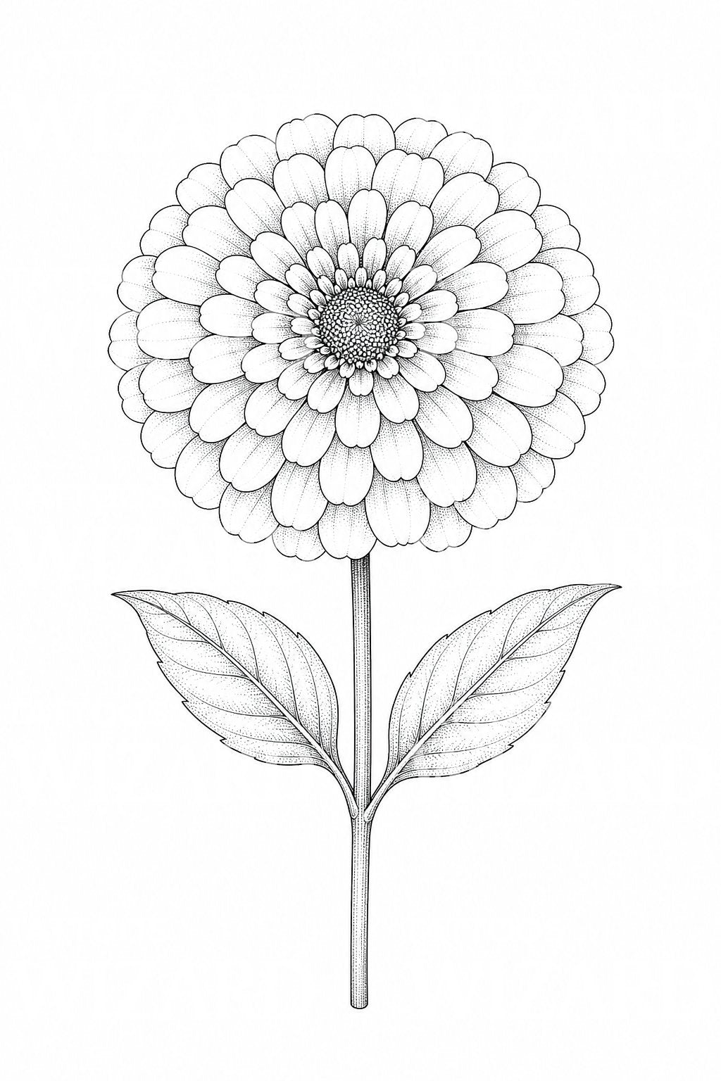 Fineline zinnia tatoveringsdesign