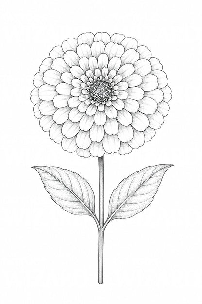 Fineline zinnia tatoveringsdesign