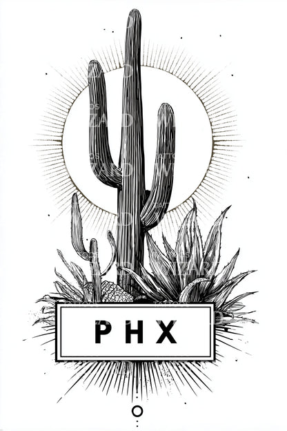 Fineline Cactus PHX Tattoo Idea