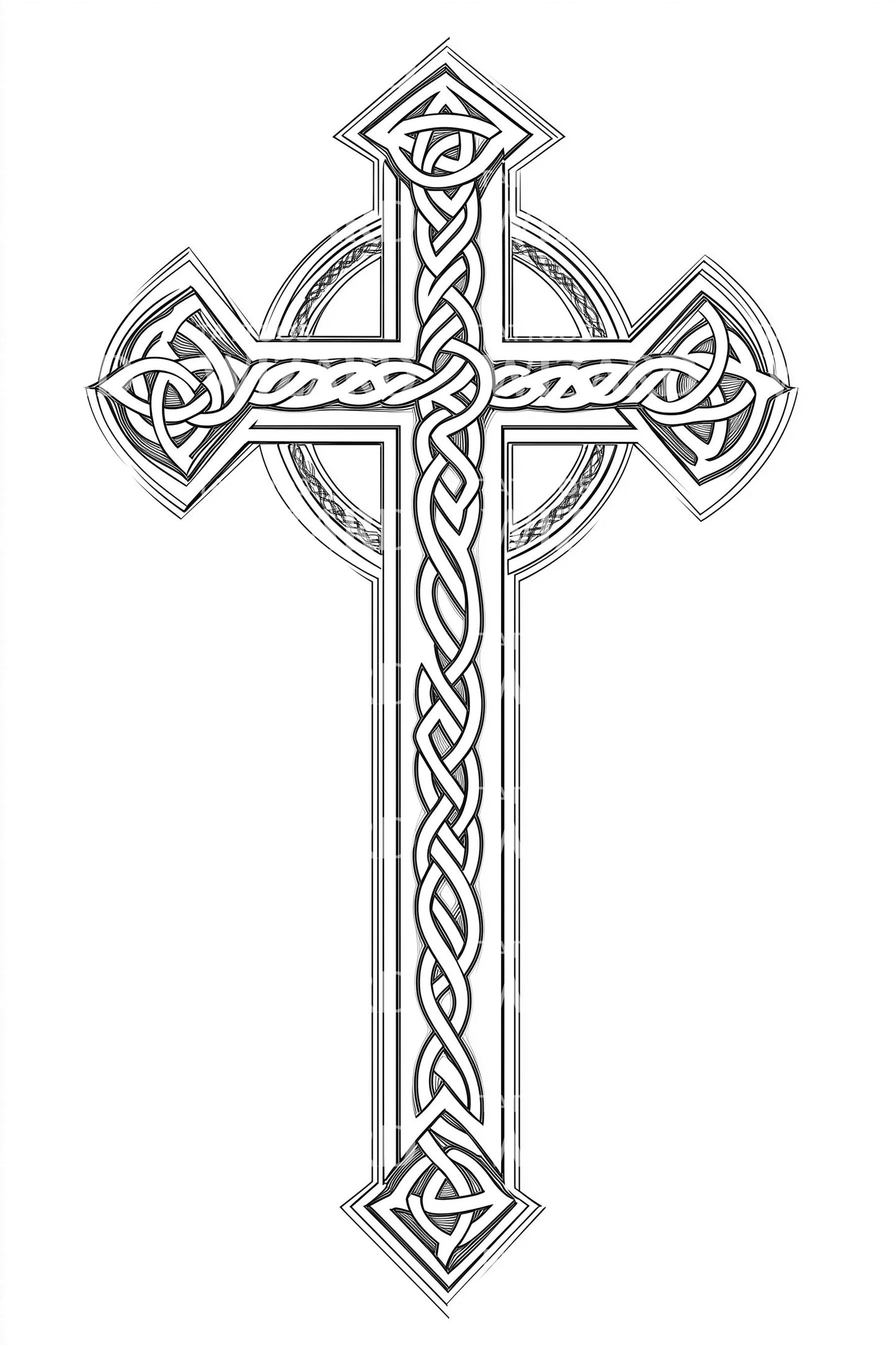 Fineline Celtic Cross Tattoo Design