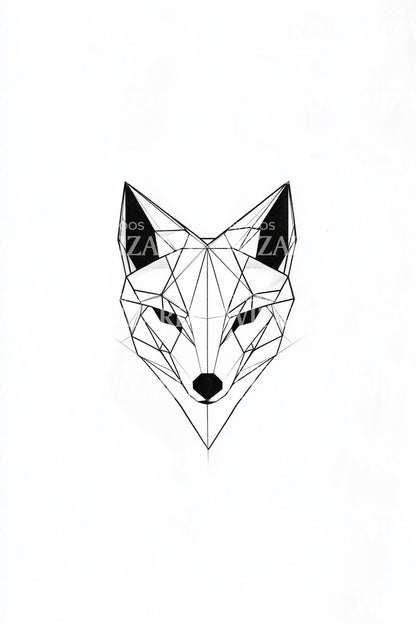 Fineline Fox Mask Tattoo Design