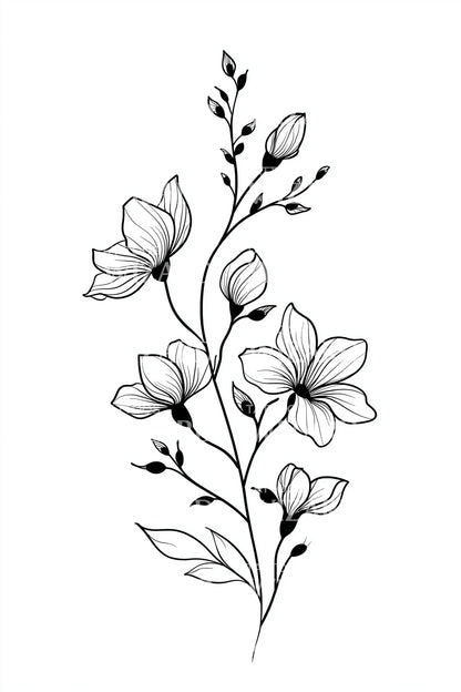 Ideia de Tatuagem de Botões de Jasmim Fineline
