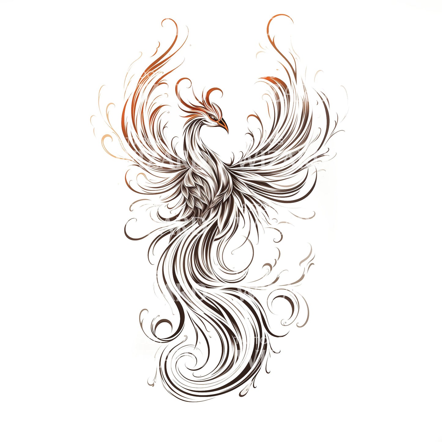 Fineline Phoenix Rising out of the Flames Tattoo Idea